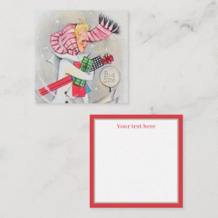 retro vintage Christmas shopping lady add text Card