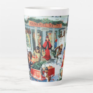retro vintage Christmas shopping  Latte Mug