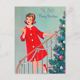 Retro vintage Christmas Sister postcard