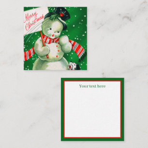 retro vintage Christmas snowman add text Card