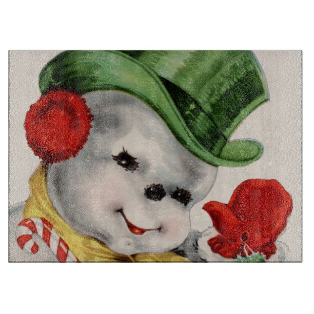 Retro Vintage Christmas snowman cutting board (Front)
