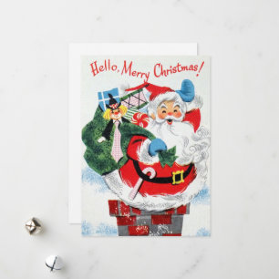 retro vintage Christmas snowman Holiday Card