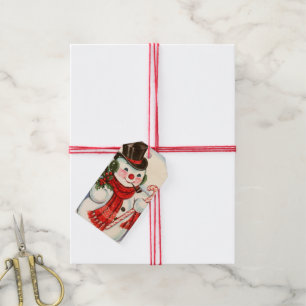 retro vintage Christmas snowman Holiday Gift Tags
