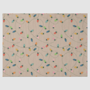 Retro Vintage Christmas String Lights On Kraft Tissue Paper