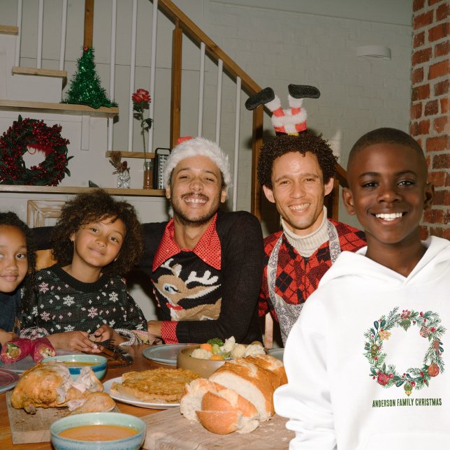 Retro Vintage Christmas Wreath Family Name Custom  (Creator Uploaded)