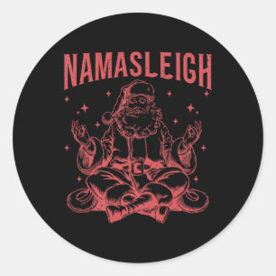 Retro Vintage Christmas Yoga Santa Namasleigh Classic Round Sticker