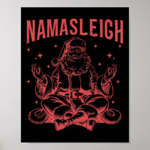 Retro Vintage Christmas Yoga Santa Namasleigh  Poster