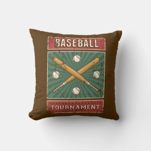 Retro Vintage Classic Brown Baseball Bats Throw Pi Cushion