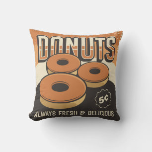 Retro Vintage Classic Fun Sweet doughnuts Cushion