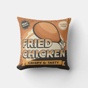Retro Vintage Classic Grunge Fried Chicken Cushion