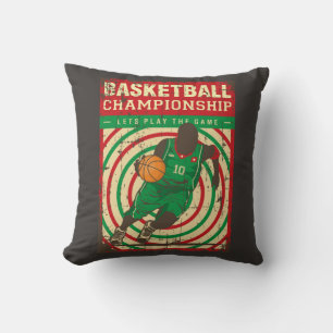 Retro Vintage Classic Grunge Green Basketballer Cushion