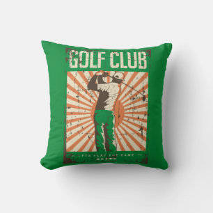 Retro Vintage Classic Grunge Green Golfer Cushion
