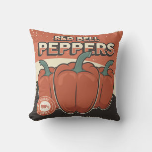 Retro Vintage Classic Grunge Vegetable red peppers Cushion