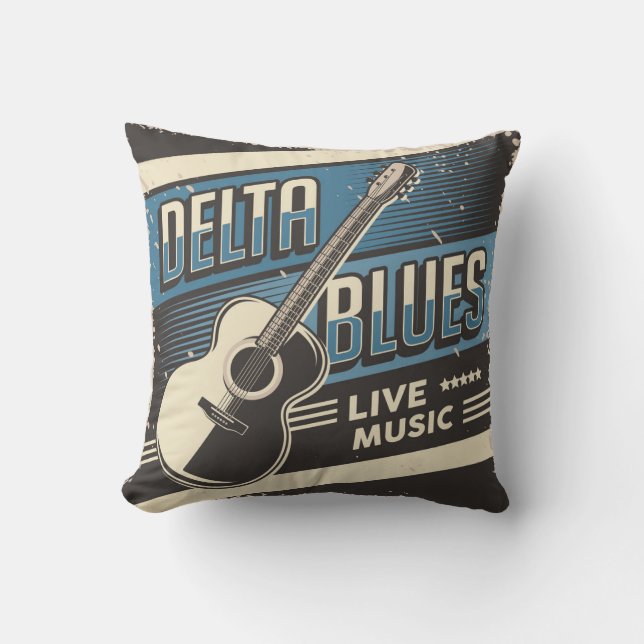 Retro Vintage Classic Music Delta Blues Cushion (Front)