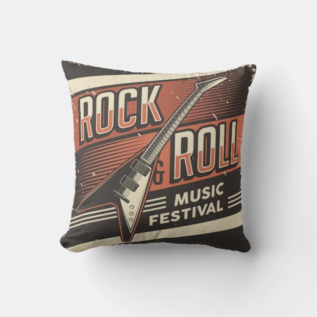 Retro Vintage Classic Music Rock n Roll Cushion (Front)