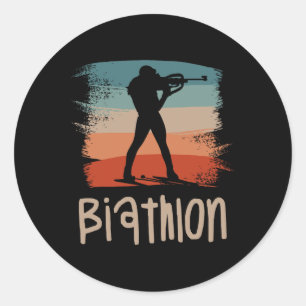 Retro Vintage Clic Biathlon Biathlete 2 Classic Round Sticker