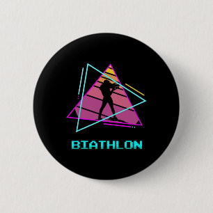 Retro Vintage Clic Biathlon Biathlete 3 6 Cm Round Badge
