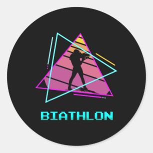 Retro Vintage Clic Biathlon Biathlete 3 Classic Round Sticker