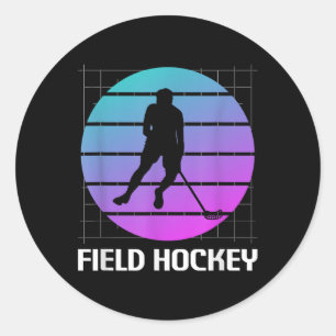 Retro Vintage Clic Field Hockey Player Classic Round Sticker