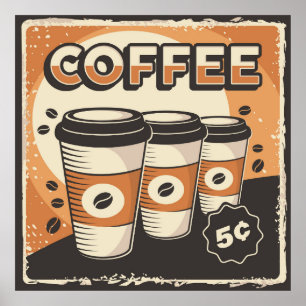 retro vintage coffee business  poster