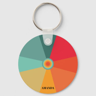Retro Vintage Colour Palette With custom Name  Key Ring