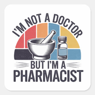 Retro Vintage colourful design gift for Pharmacist Square Sticker