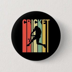 Retro Vintage Colours Cricketer  6 Cm Round Badge