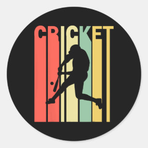 Retro Vintage Colours Cricketer  Classic Round Sticker