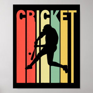 Retro Vintage Colours Cricketer Poster