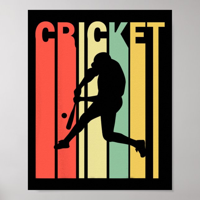 Retro Vintage Colours Cricketer  Poster (Front)
