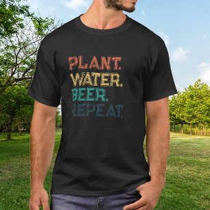 Retro Vintage Colours Plant Water Beer Repeat T-Shirt
