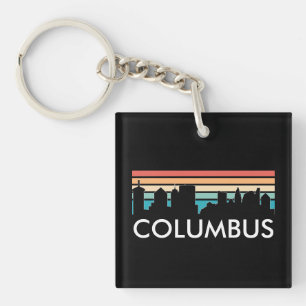 Retro VIntage Columbus Ohio Skyline Key Ring