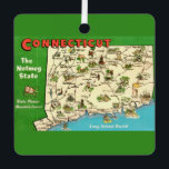 Retro, Vintage Connecticut Map Metal Tree Decoration<br><div class="desc">A very old,  retro postcard greeting from Connecticut.</div>