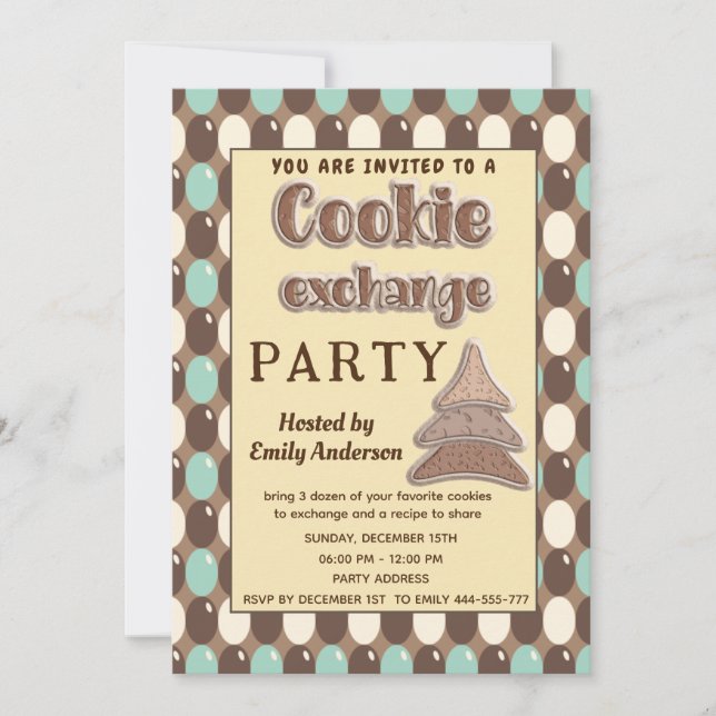 Retro vintage Cookie exchange party Invitation (Front)