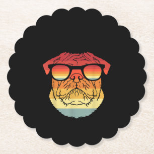 Retro Vintage Cool Pug Owner Gift Pet Dogs Paper Coaster