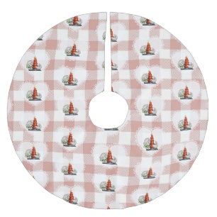 Retro Vintage Coquette Baby Animals Cat Gingham Brushed Polyester Tree Skirt