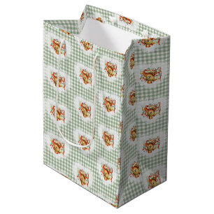 Retro Vintage Coquette Baby Animals Deer Gingham Medium Gift Bag