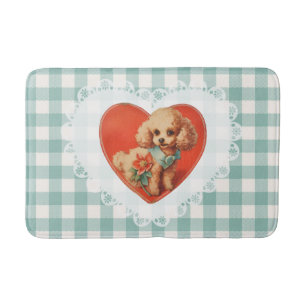 Retro Vintage Coquette Baby Animals Dog Gingham Bath Mat
