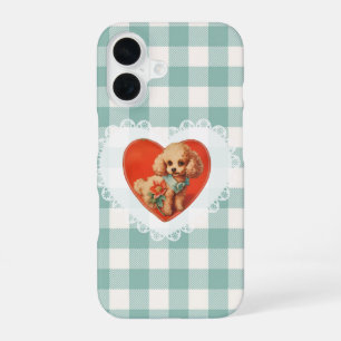 Retro Vintage Coquette Baby Animals Dog Gingham iPhone 16 Case