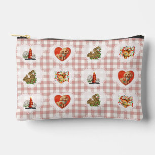 Retro Vintage Coquette Baby Animals Gingham Accessory Pouch