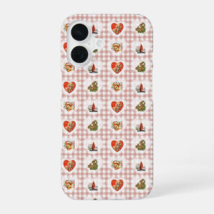 Retro Vintage Coquette Baby Animals Gingham iPhone 16 Case