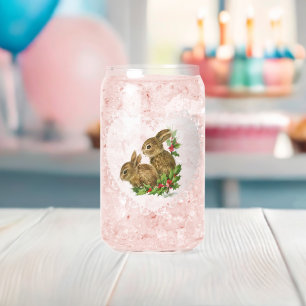 Retro Vintage Coquette Pastel Baby Animals Bunny Can Glass