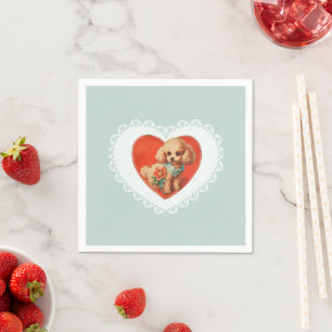 Retro Vintage Coquette Pastel Baby Animals Dog Napkin