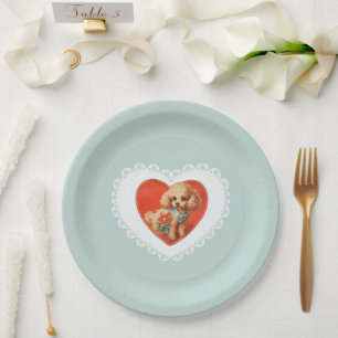 Retro Vintage Coquette Pastel Baby Animals Dog Paper Plate