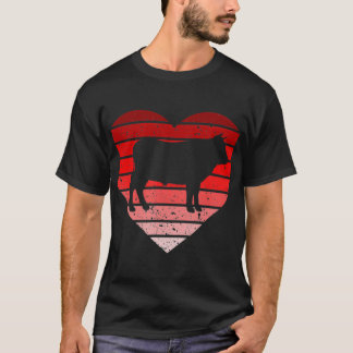 Retro Vintage Cow Valentines Day for Farmer Lover  T-Shirt