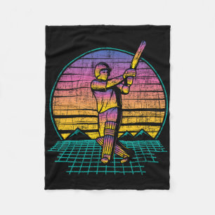 Retro Vintage Cricket Player - 80s Cricketer Tsman Fleece Blanket
