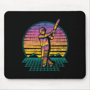 Retro Vintage Cricket Player - 80s Cricketer Tsman Mouse Pad