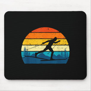 Retro vintage cross-country skiing - winter sports mouse pad