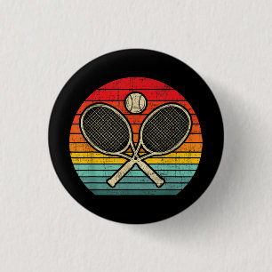 Retro Vintage Crossed Tennis Racket - Sports Lover 3 Cm Round Badge