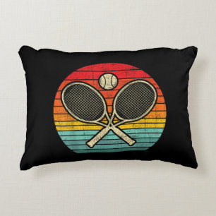 Retro Vintage Crossed Tennis Racket - Sports Lover Decorative Cushion